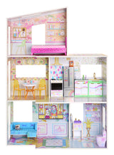 Rainbow High Color & Play House, Maison de poupée 3 étages, Colorie les murs et sols avec des marqueurs lavables, Maison en bois