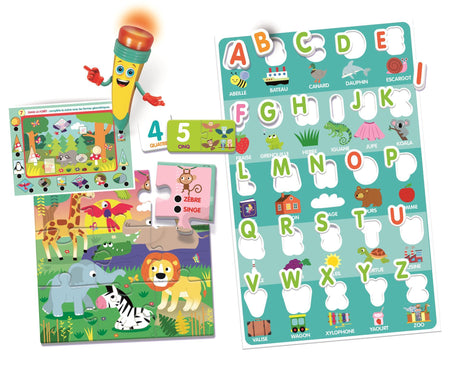 CLEMENTONI - Mon stylo interactif - 60 activités éducatives - Stylos lumineux et sonore - Fabriqué en Italie