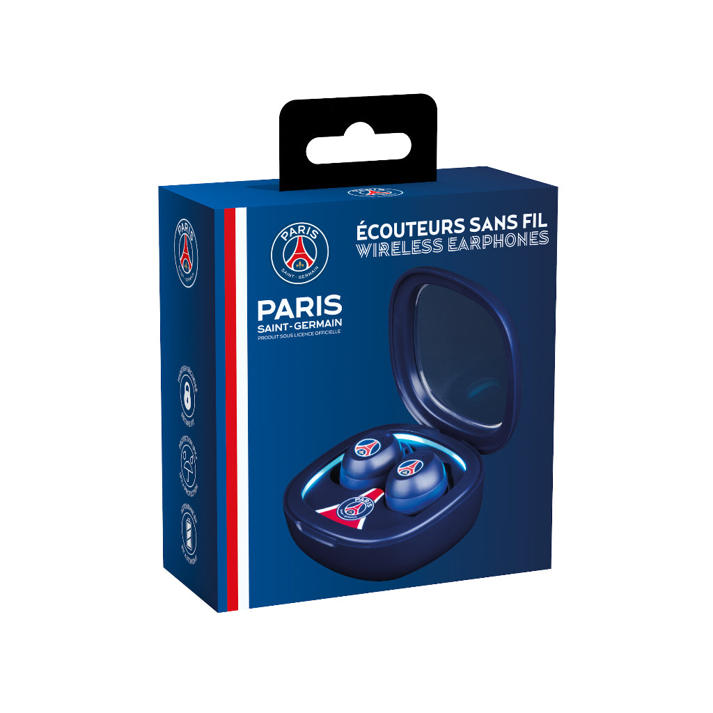 Écouteurs sans fil - KONIX - PSG - Autonomie 8 h + 15 h avec boîtier - Résistance a l'eau IPX4 - Bluetooth - Bleu