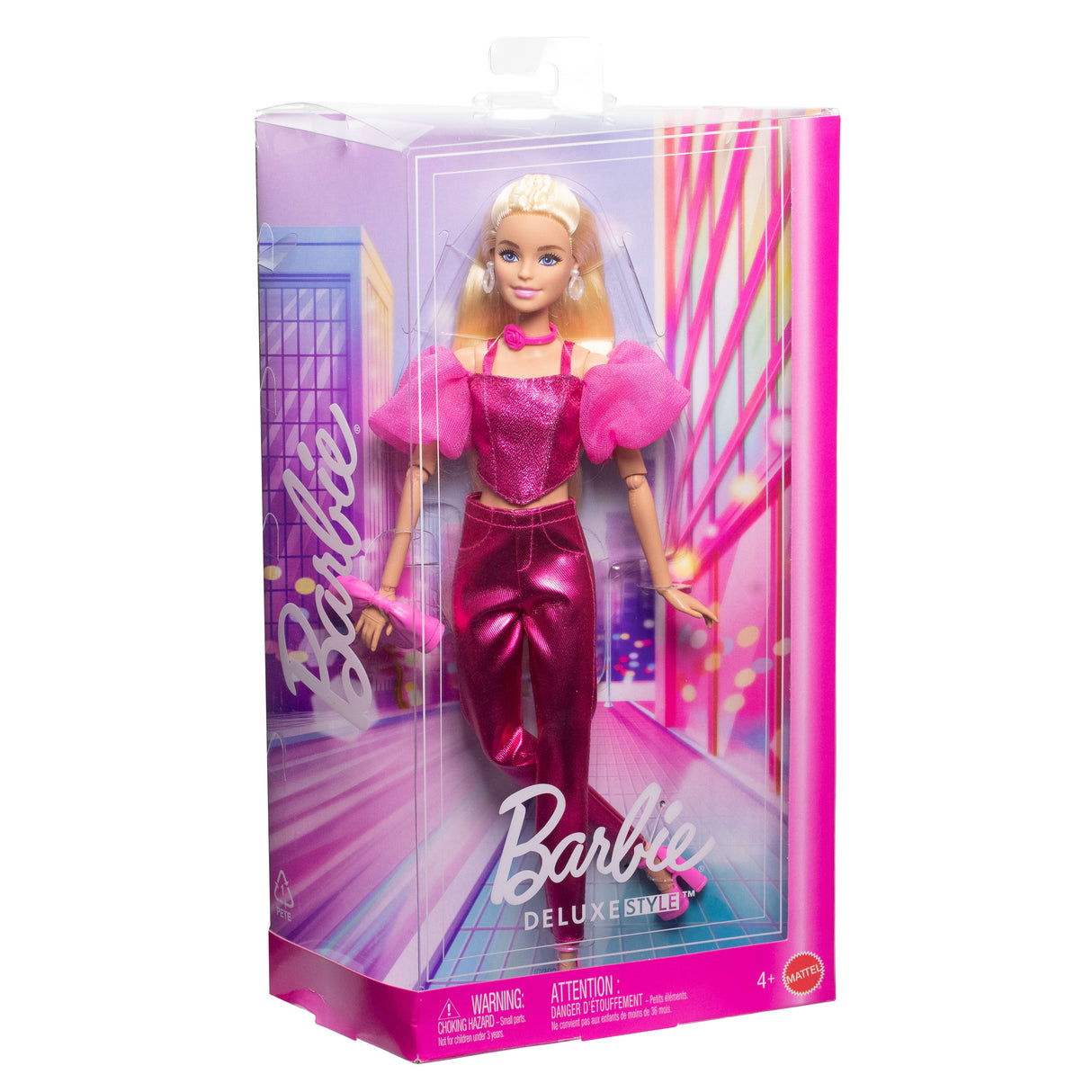 Barbie - Poupée Deluxe Style - Tenue rose métallisé et cheveux blonds - Barbie - JFP40