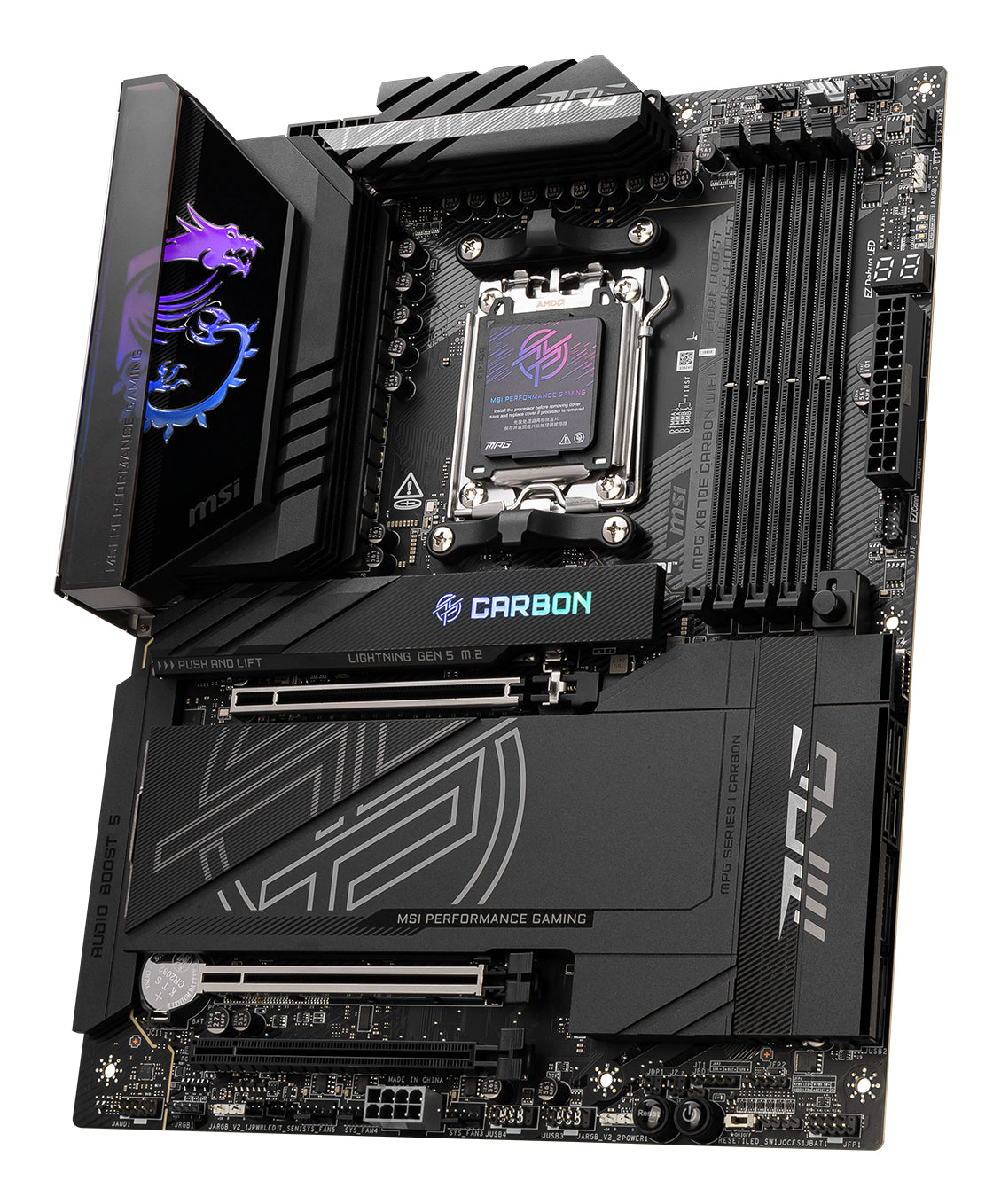 Carte mere - MSI - MPG X870E CARBON WIFI - Wi-Fi 7, 5G LAN, USB 40 Gb/s, LED RGB, PCIe supplémentaire