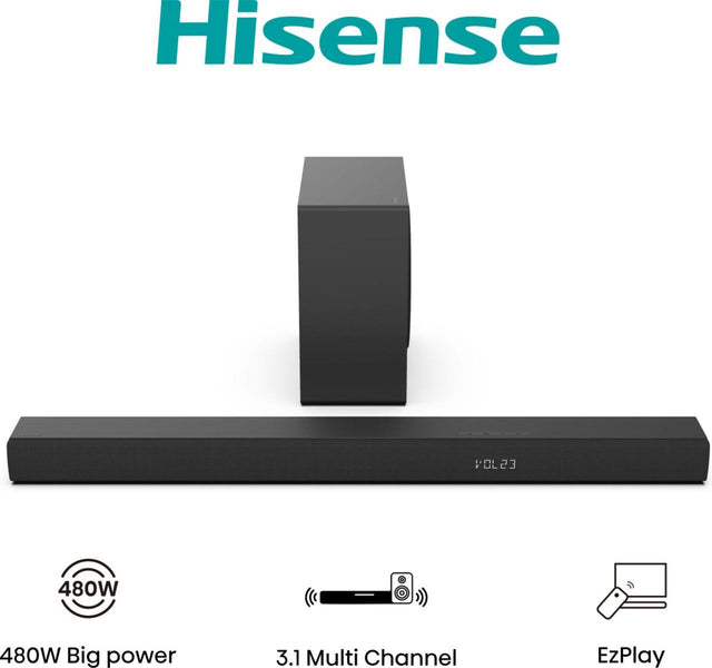 Barre de son - HISENSE - Caisson de basses sans fil - Bluetooth - 3.1 CH - Max 480 W