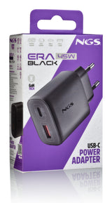 Chargeur secteur NGS Era 1x USB-C + 1x USB-A 45W (Noir)
