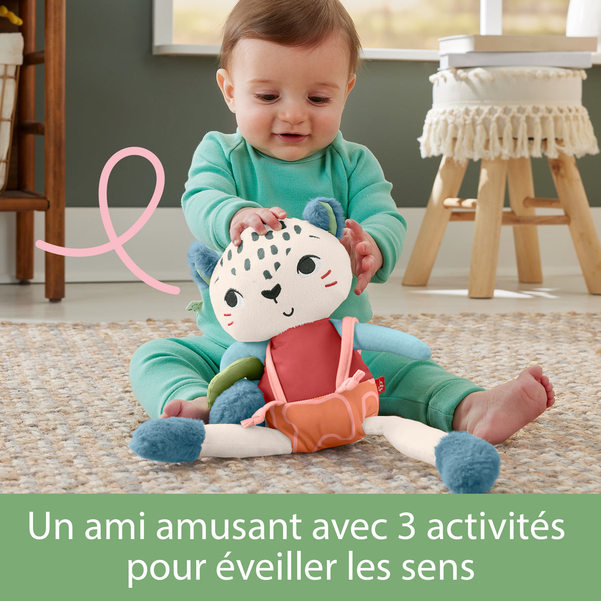 Fisher-Price-Uncia, mon Léopard des Neiges-Jouet d'éveil pour bébé HKD64