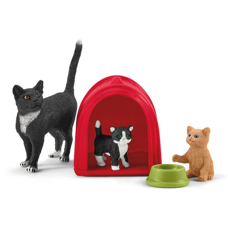 Coffret Aire de jeu pour chats adorables, figurines d'animaux avec chats, pour enfants des 3 ans, Schleich 42501 Farm World