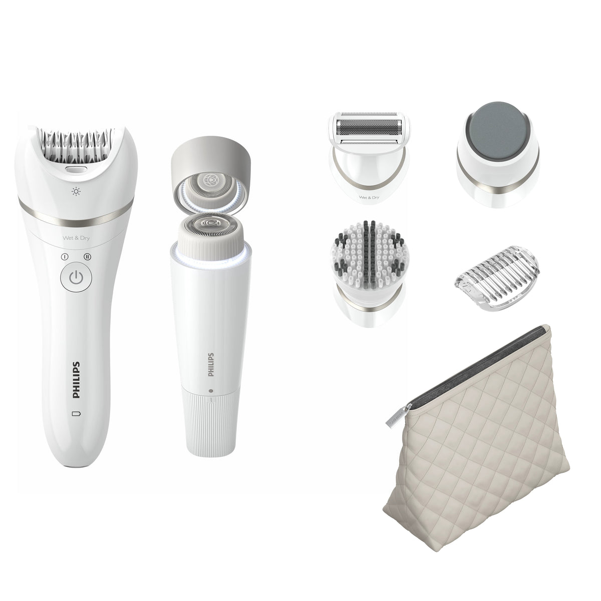 Épilateur électrique - Philips - BRE770/92 - 9 accessoires - 2 vitesses - Tete lavable