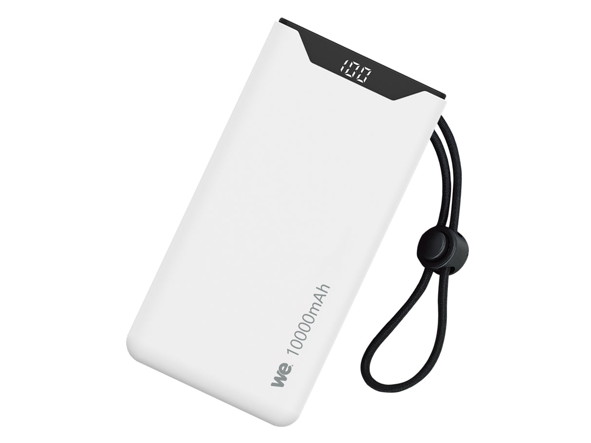 Batterie de secours WE, Power Bank, 10 000 mAh, couleur BLANC 1 port USB-A +1 po