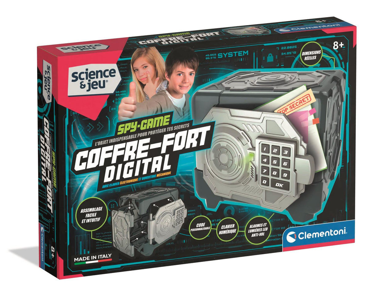CLEMENTONI - Coffre-Fort Digital - Code Secret - Des 8 ans - Jouet Électronique - Cadenas Numérique - Effets sonores - Secret