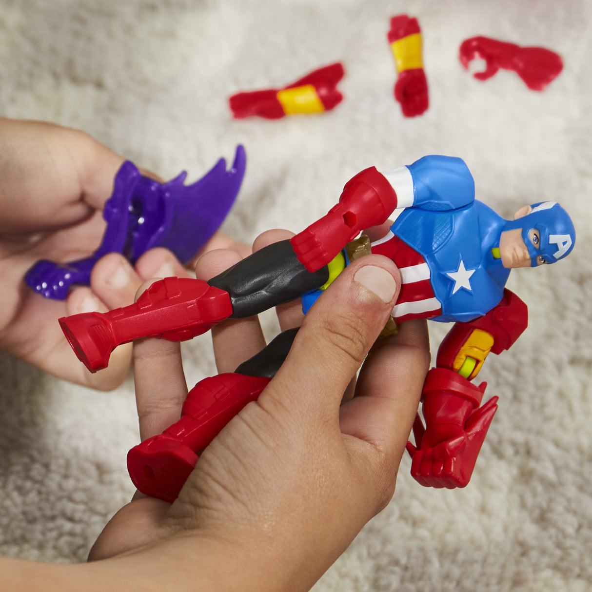 MixMashers Captain America, figurine 12 cm personnalisable a mélanger et combiner avec accessoires, Marvel, des 4 ans