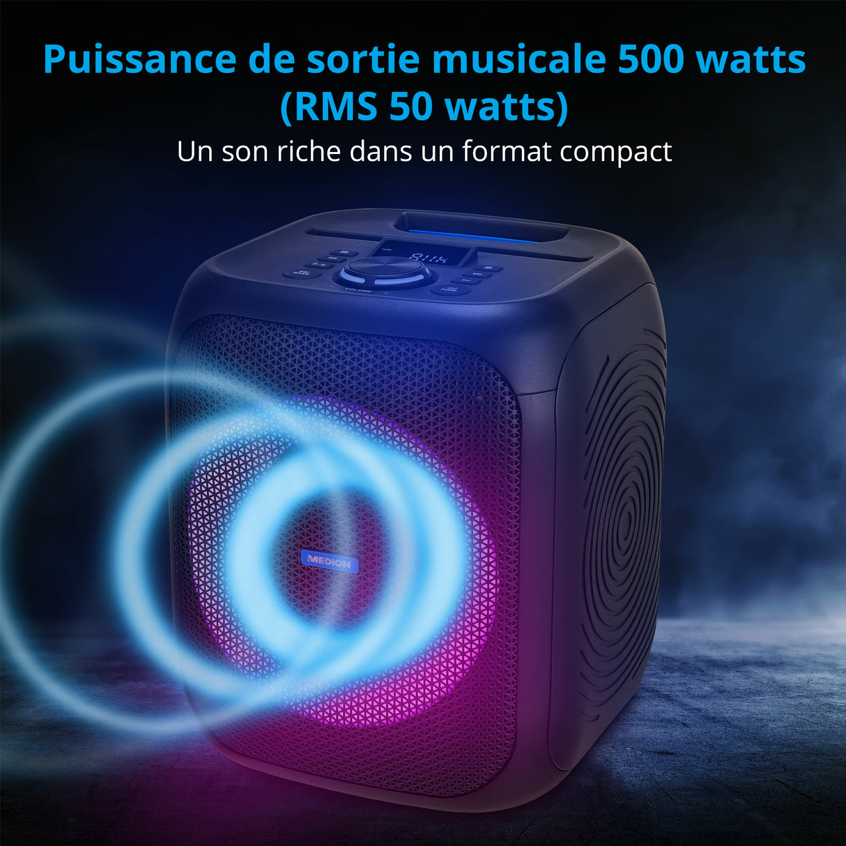 Enceinte - MEDION - Compact - 50W RMS - Anneau LED multicolore