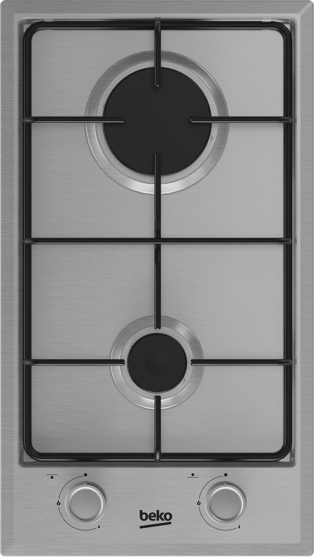 Table de cuisson ŕ gaz - BEKO - 2 foyers - 30 cm - Inox - HDCG32220FX