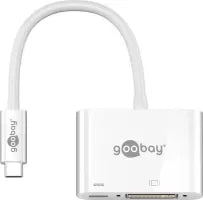 Adaptateur Goobay USB Type C vers DVI-I femelle et USB type C 20cm (Blanc)