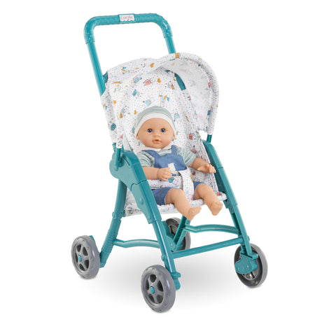 Poussette oursons - COROLLE - Accessoire Poupon 30cm - Bleu - Légere et facile d'utilisation