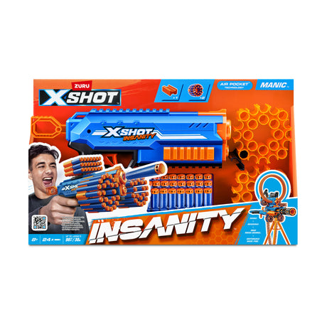 Lanceur de fléchettes - ZURU - X-SHOT Manic - Capacité 47 fléchettes - Portée 30 m - Compact et puissant