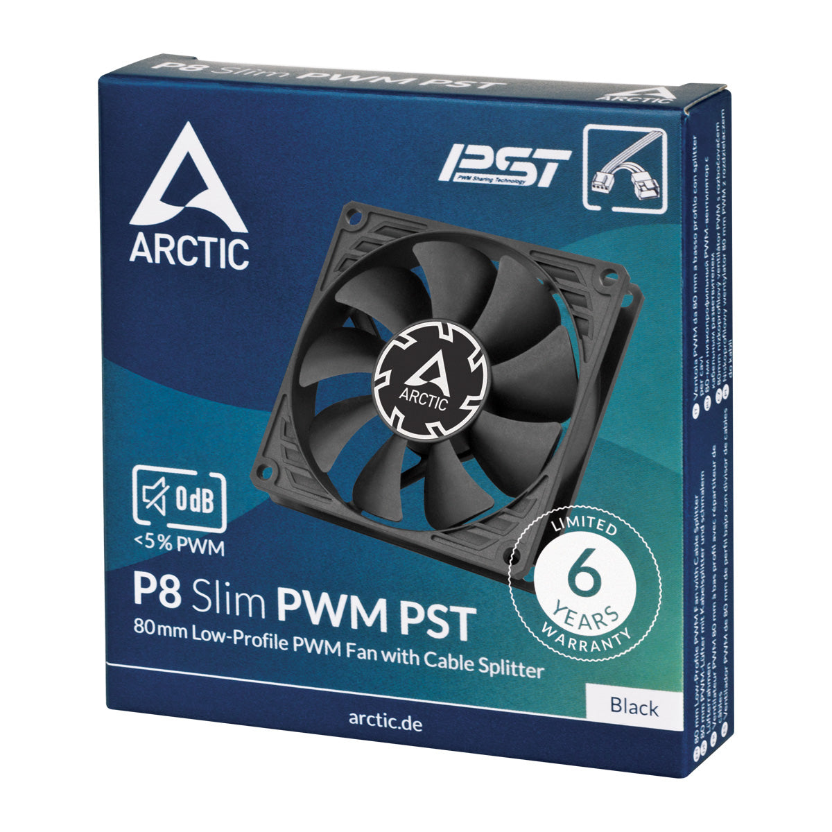 Ventilateur de boitier Arctic P8 Slim PWM PST - 8cm (Noir)