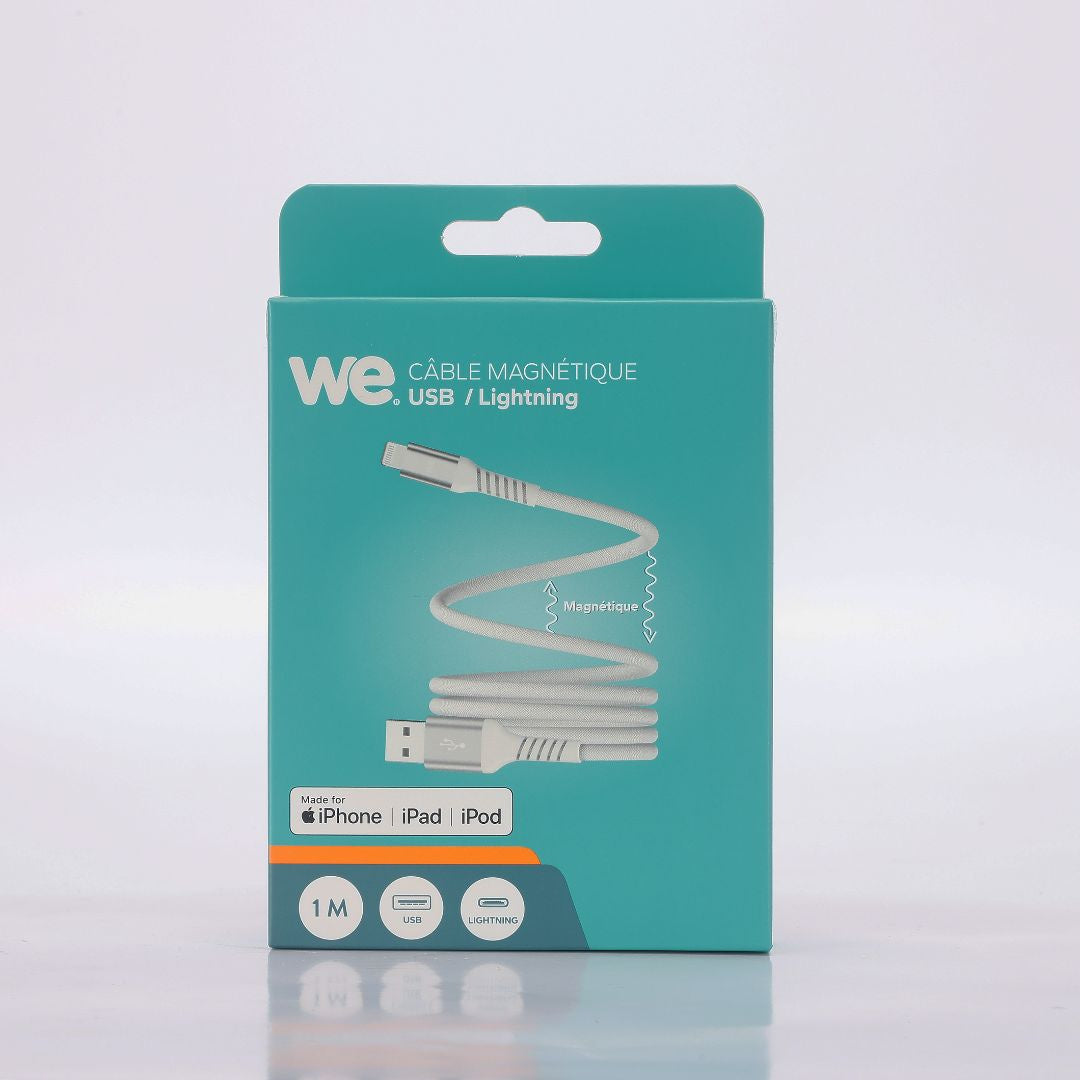 c ble USB /Lightning magnétique, USB 2,0 - 5V/2,4A / 12W, 1mètre blanc