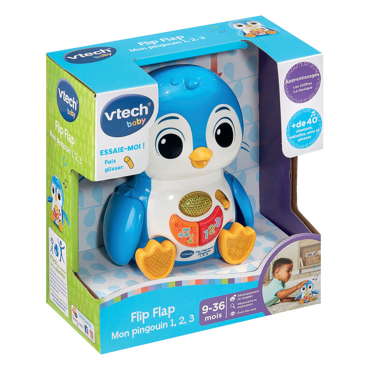 VTECH BABY - FLIP FLAP MON PINGOUIN 1,2,3 - Bleu