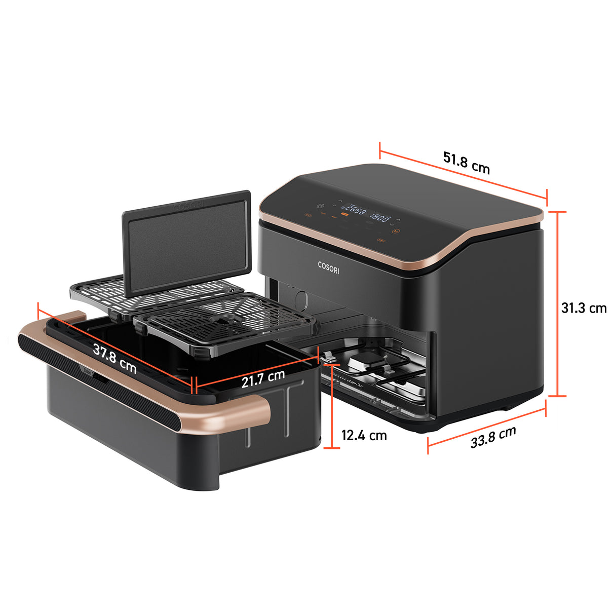 Friteuse sans huile COSORI - Dual Blaze Twinfry Chef Edition - Capacité 10L - 6 programmes - 2800W - Noir