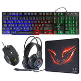 Pack Gamer 4-en-1 filaire pr PC Casque micro rétro-éclairé + clavier avec LED RG