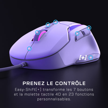 Souris gaming filaire - Turtle Beach Kone™ II - Ultra légere - Blanc, 26 000 DPI, 23 fonctions personnalisables
