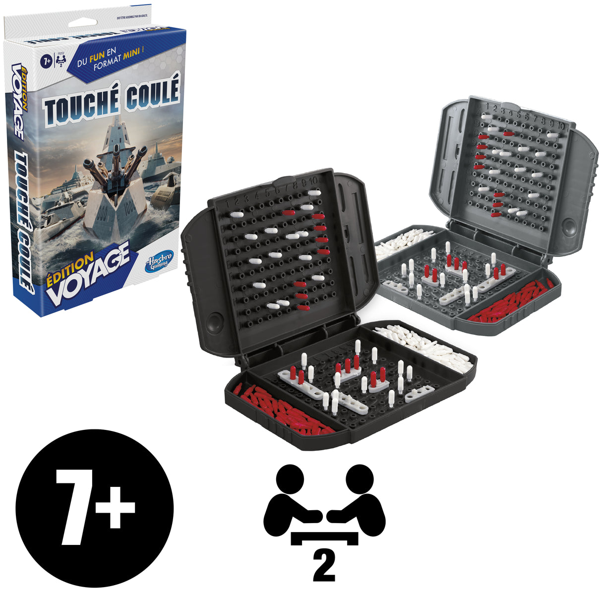 Touché coulé Voyage, jeu de société de voyage pour 2 joueurs, jeu de voyage, jeu pour enfants, Des  7 ans, Hasbro Gaming