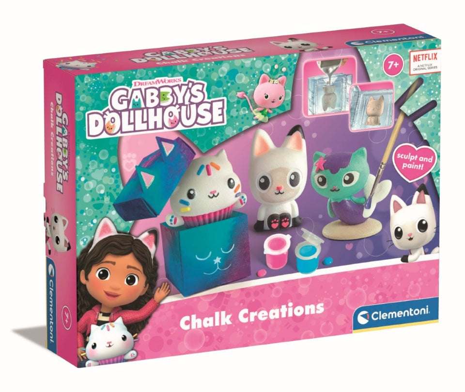 Clementoni - Créations en plâtre Gabby et la Maison Magique - Coffret multi-activités (sculpture, peintures...) - Des 7 ans