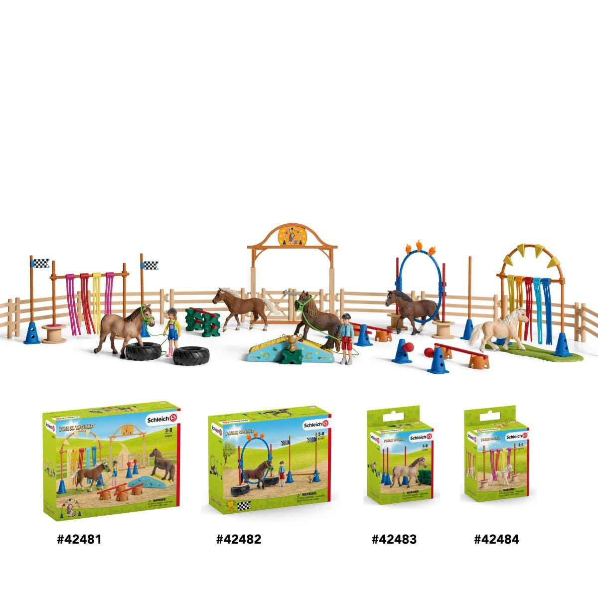 Coffret d'entraînement agilité équestre avec Cheval, Ensemble de 41 Pieces, Schleich 42481 Farm World, des 3 ans