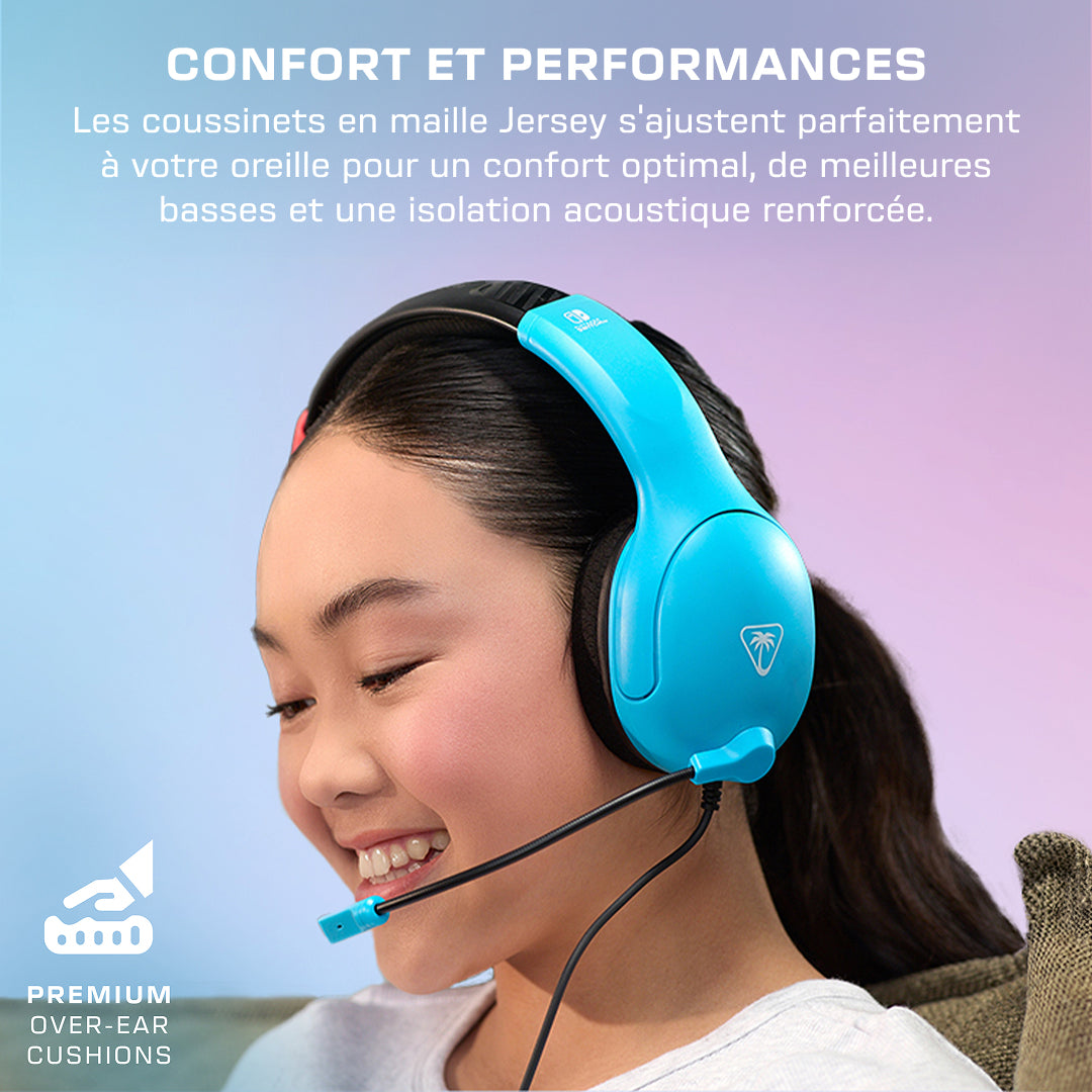 Casque gaming filaire - TURTLE BEACH - TBS-8002-25 - Airlite Fit - Sous licence officielle de Nintendo Switch™ - Bleu fluo et rouge
