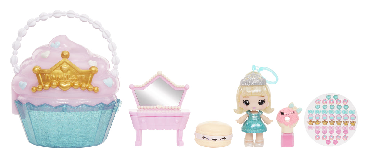 Yummiland Beauty Bag Playset + Lip Gloss Doll - Cupcake Bag - avec Callie Birthday Cake Exclusive, Vernis + Stickers a Ongles, 4 ans