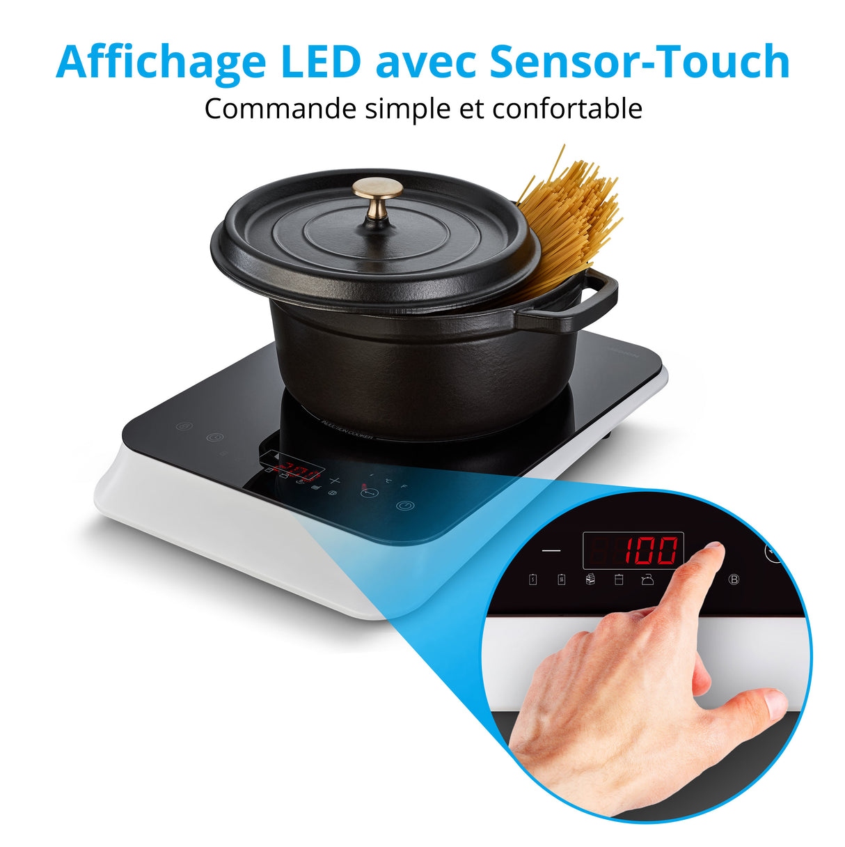 Plaque de cuisson a induction posable - MEDION - 1 feu - 2000 W - 29 x 38,5 x 6,3 cm - MD18490