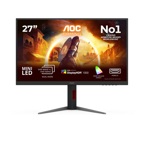 Ecran PC Gamer - AOC - 27'' - 4K/FHD - 160Hz/320Hz - Dalle MiniLED Fast IPS - 0,5ms - Réglable en hauteur - U27G4XM