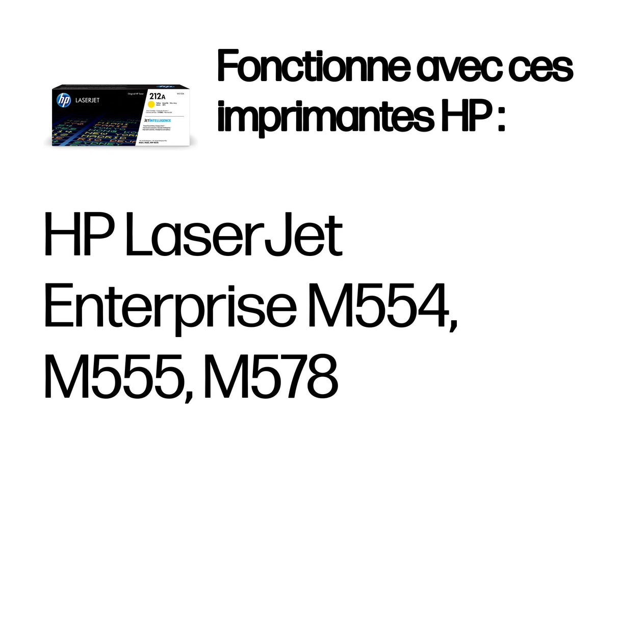 Cartouche de Toner HP 212A Jaune Authentique (W2122A) pour HP Color LaserJet Enterprise M555 / M554 / M578
