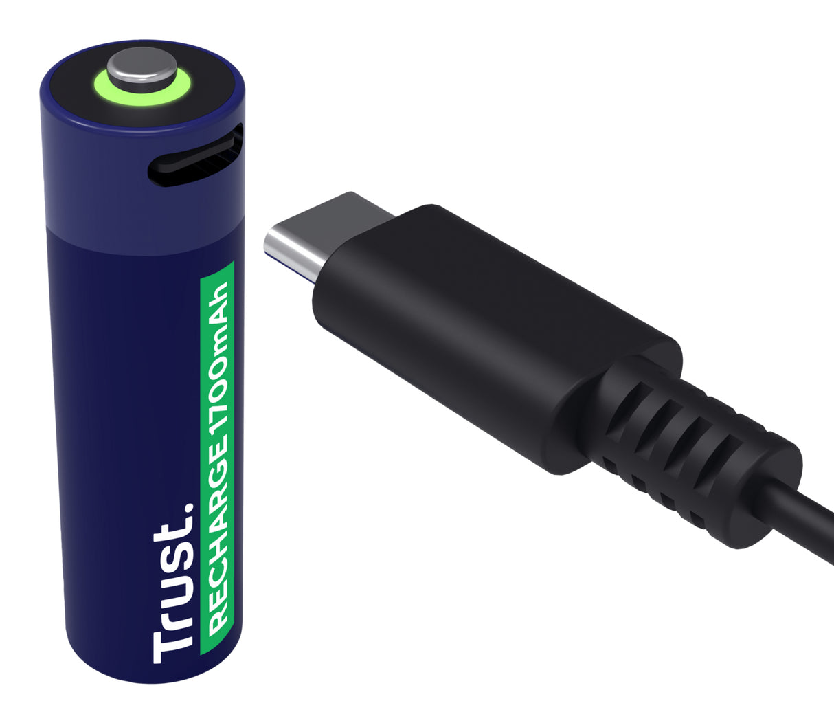 Pack de 2 piles rechargeables par USB-C Trust type AA - 1700 mAh (R06)