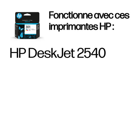 HP 301 Cartouche d'encre trois couleurs authentique (CH562EE) pour HP Envy 4505 et HP DeskJet 1050/1512/2548/3057A