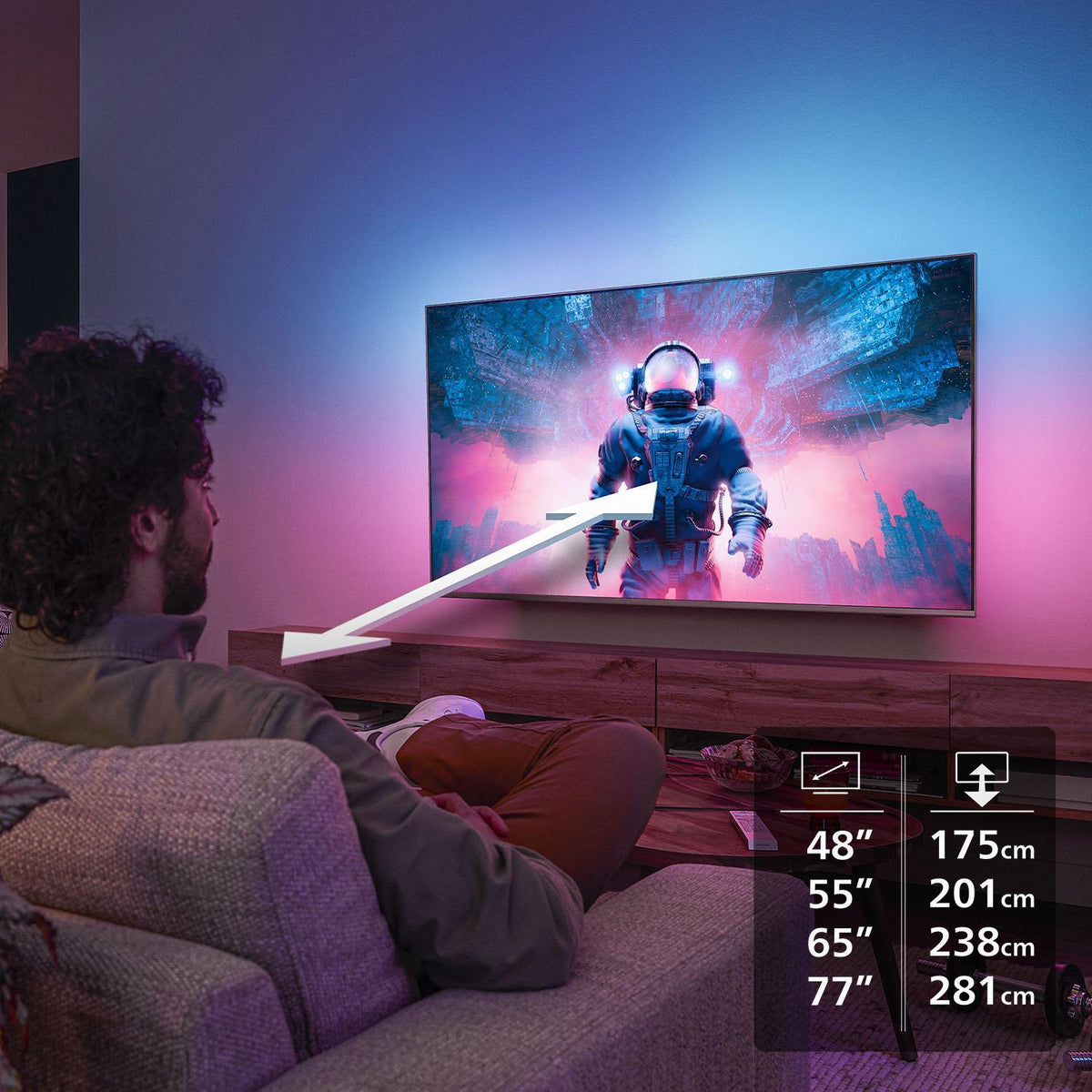 Philips 48OLED760 Ambilight - TV OLED 48 (121 cm) - 4K UHD 3840x2160 - 120 Hz - Dolby Vision - Smart TV - 4xHDMI