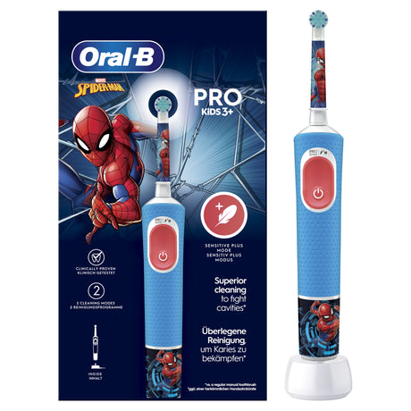 Oral-B Pro Kids3+ Brosse a dents électrique enfant Spiderman, Marvel, 1 Brossette Brossage Doux, Minuteur et Vibrations