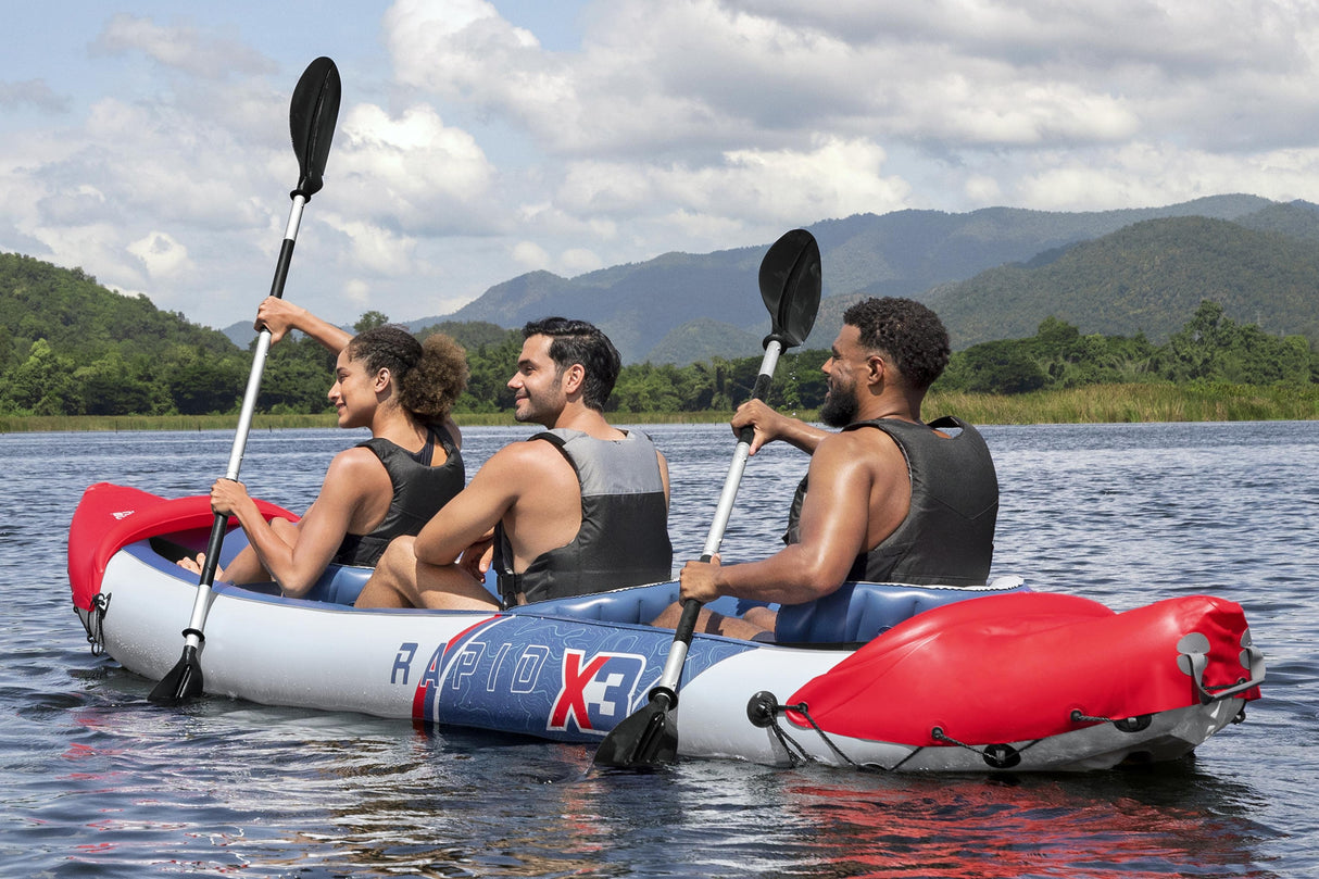 Kayak gonflable - BESTWAY - 65132 - Rapide X3 Hydro-Force™ - 381 x 100 cm, 3 places, 250 kg max, 2 pagaies, pompe