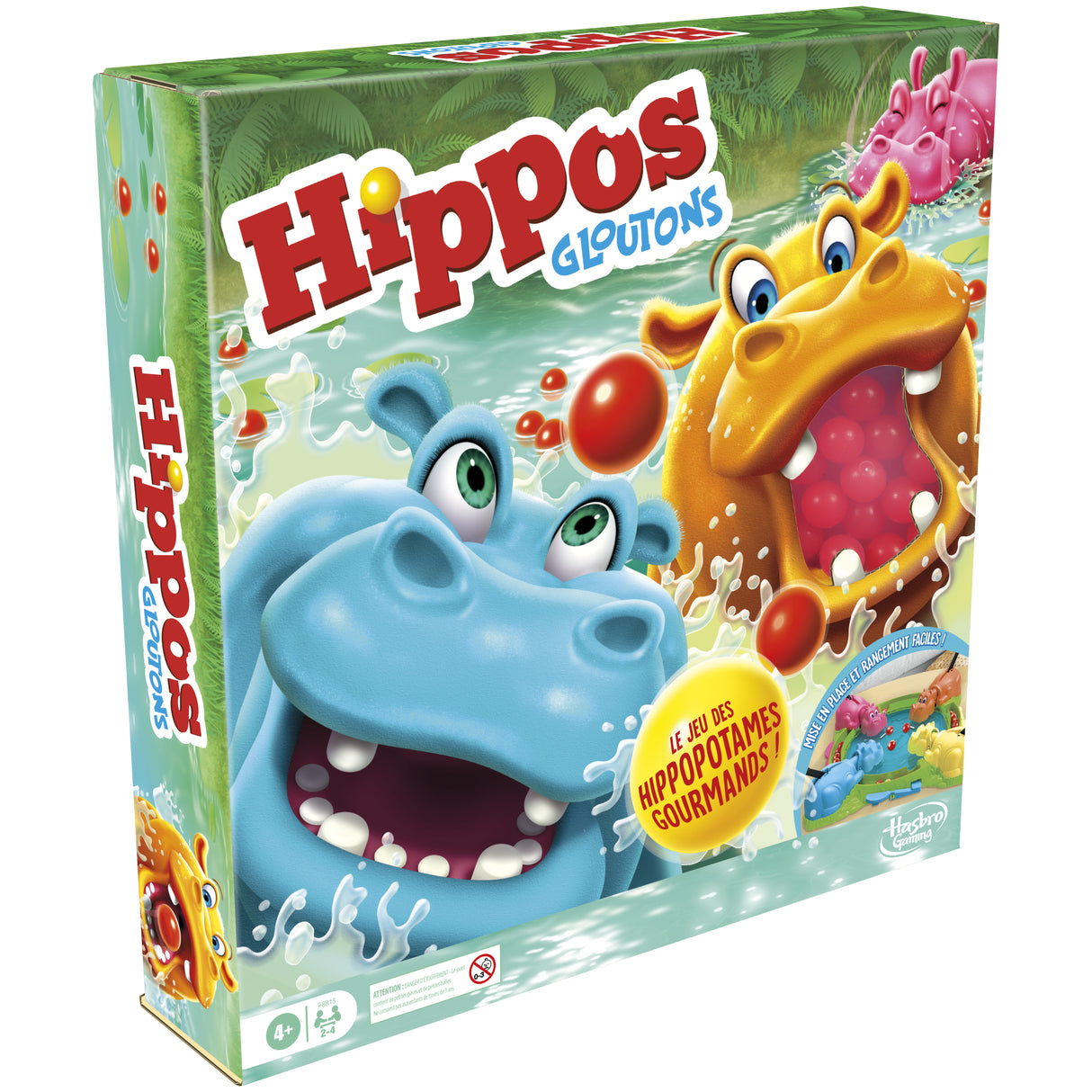Hippos gloutons, jeu de société enfant, jeu de plateau, des 4 ans, pour 2 a 4 joueurs, Hasbro Gaming