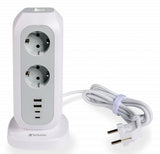 Multiprise Tour Verbatim 11 prises + 4 Ports USB-C/A 2m (Blanc)