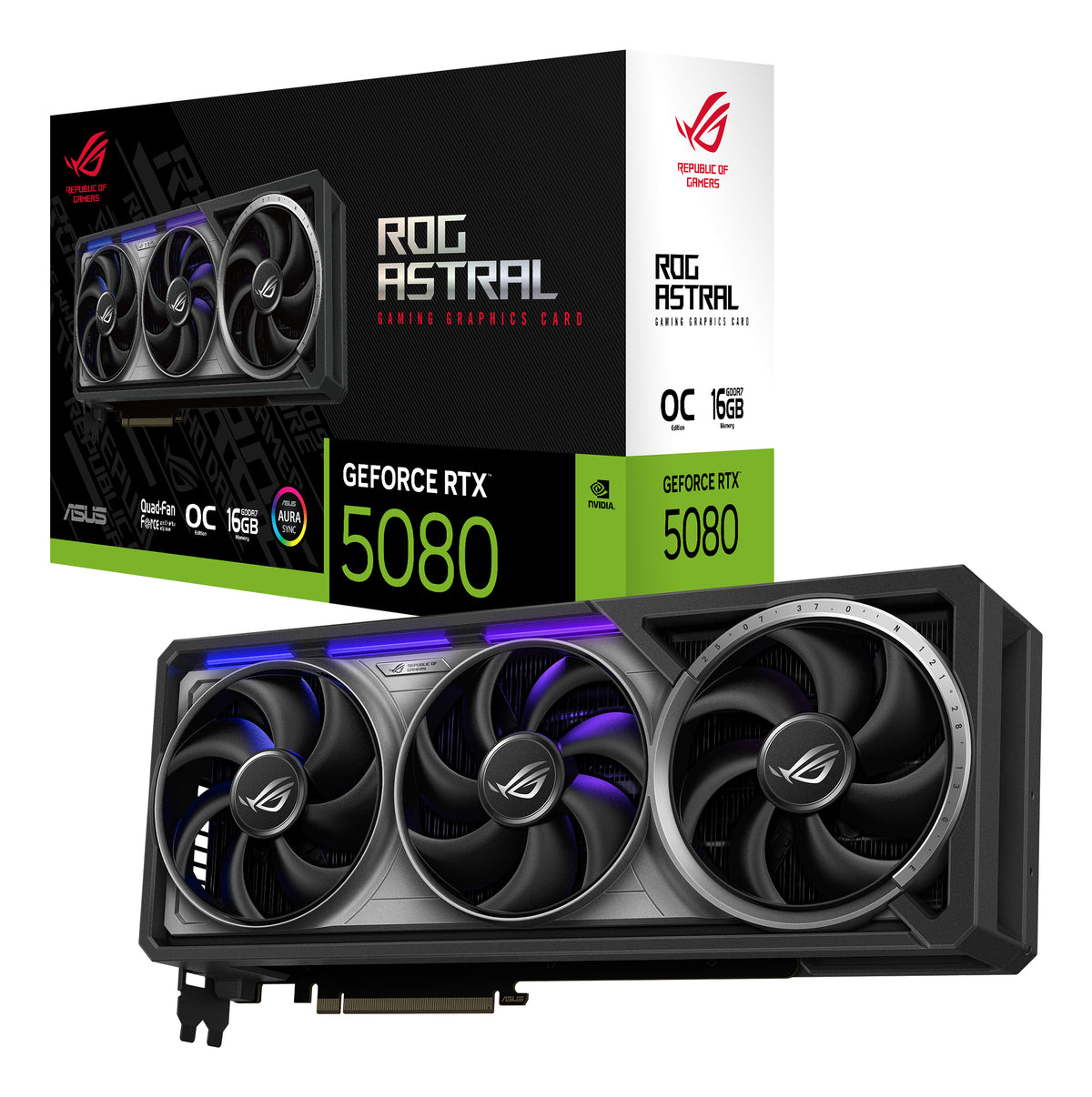 Carte graphique - ASUS - ROG Astral RTX 5080 - 16 Go GDDR7 - DLSS 4 - Dual HDMI/Tri DisplayPort