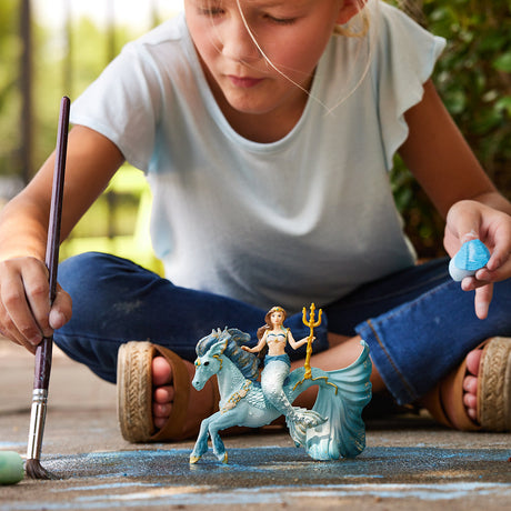 Figurine Sirene Eyela sur cheval de mer - avec sa Baguette Magique - Schleich 70594 Bayala - Des 5 ans