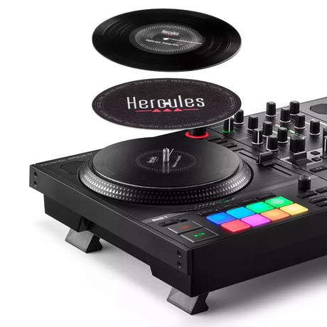 HERCULES DJCONTROL INPULSE T7 - Contrôleur DJ motorisé noir avec deux platines