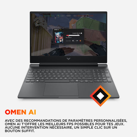 PC Portable Gamer HP Victus 15-fb3028nf - Sans Windows - 15,6 FHD IPS 144Hz - RTX 5050 8Go TGP 70W - Ryzen AI 5 240 - 16Go - 512Go