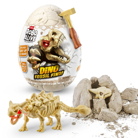 Jeu de fouille - ZURU - ROBO ALIVE Dino Fossil Find - 4 dinos a assembler - Roche et slime - Fossiles a collectionner