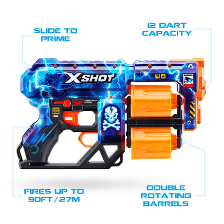 Pack Blasters - ZURU - XSHOT Skins Dread 2PK - Blasters double canon rotatif avec 48 fléchettes et tir a 27 metres