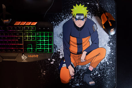 Tapis de souris gaming - KONIX - Naruto Shippuden - XXL 90 x 46 cm - Base antidérapante en caoutchouc - Noir