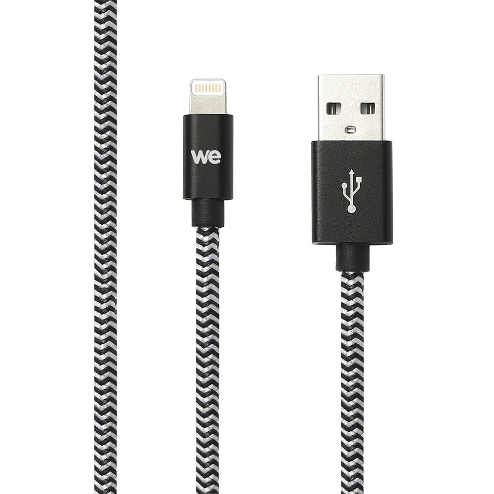 C ble USB-C/Lightning nylon tressé 2m - noir & blanc Charge rapide Connecteurs e