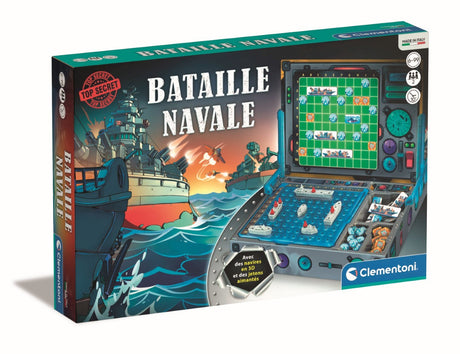 CLEMENTONI - Bataille Navale - Jetons magnétiques et navires en 3D - Jeu de logique - 2 personnes