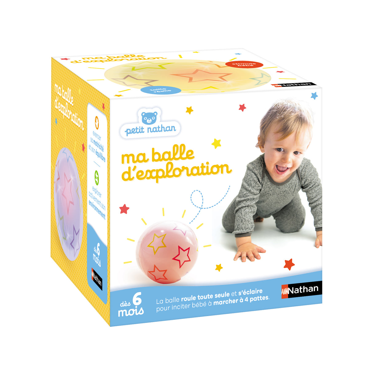 Jouet - NATHAN - Balle d'exploration - Motricité pour bébés, change de couleur et direction