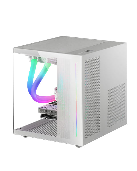 Boitier Mini Tour Micro ATX Mars Gaming MC-View avec panneaux vitrés (Blanc)